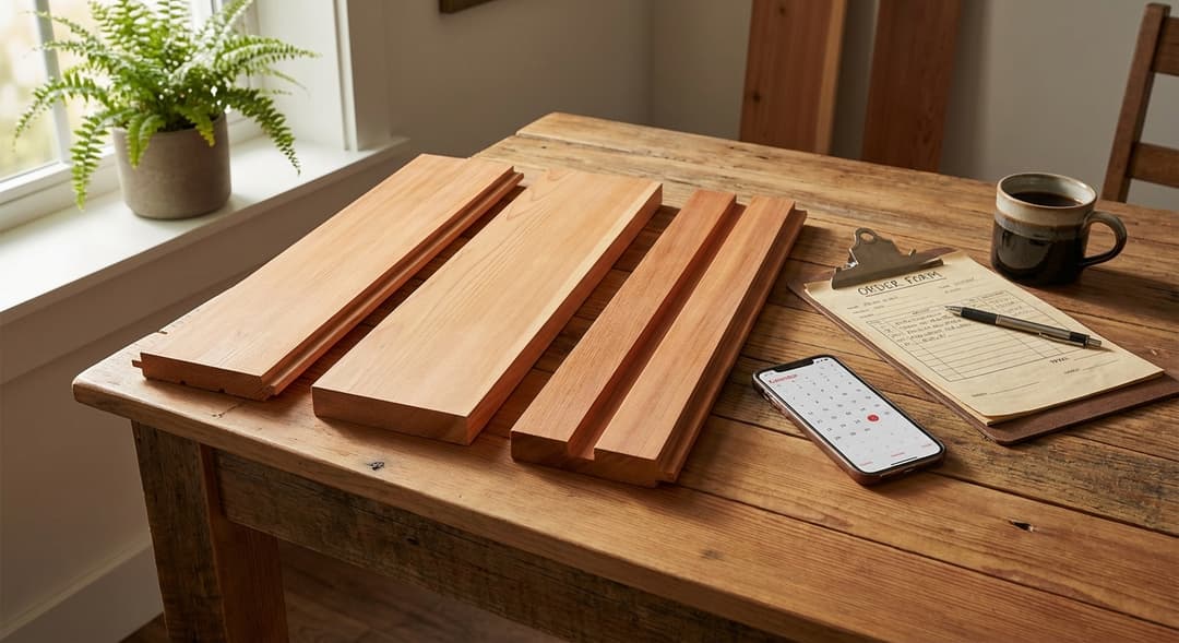 Cedar samples on desk