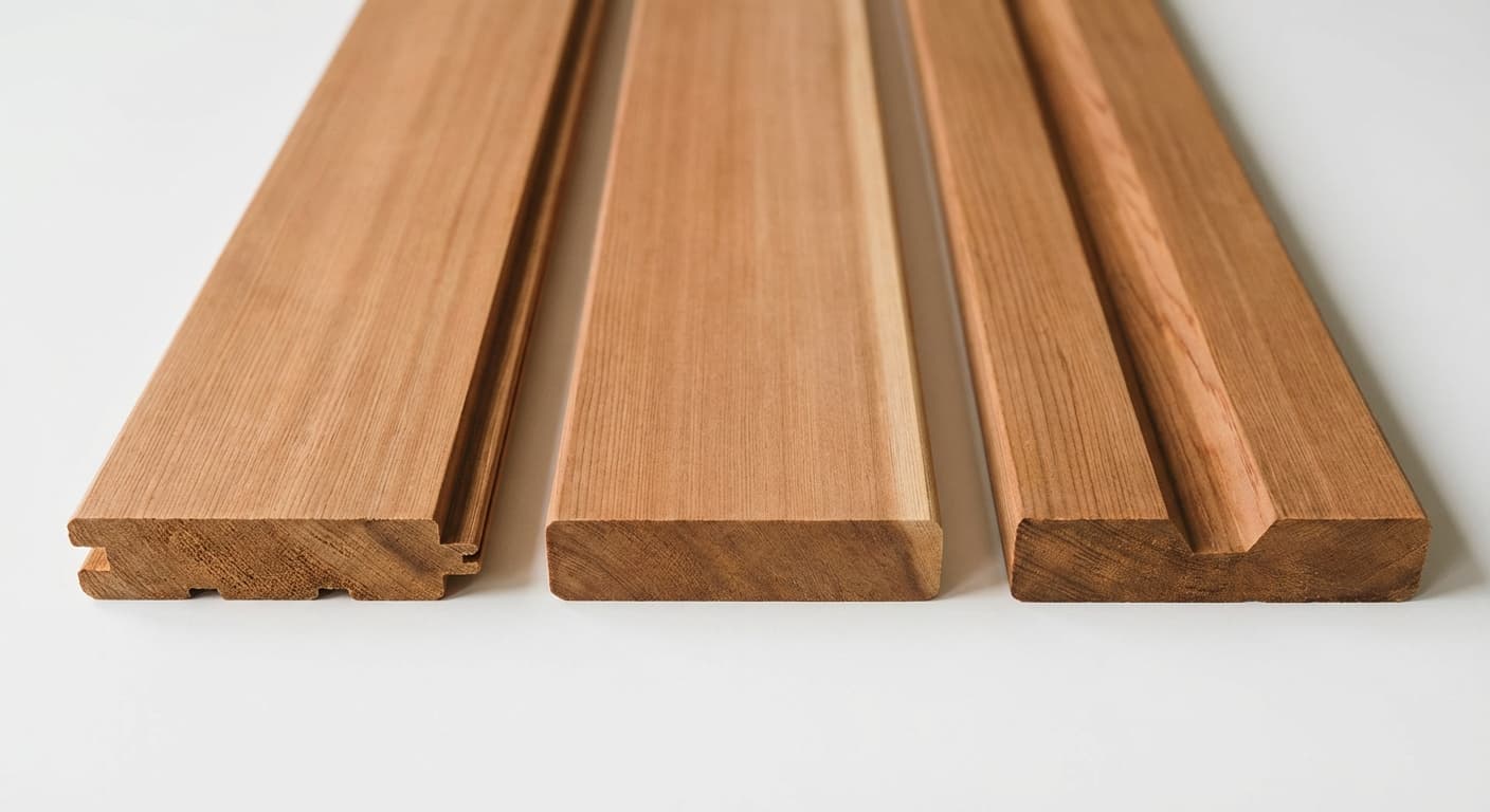 Cedar board profiles — T&G, S4S, Shadow Line